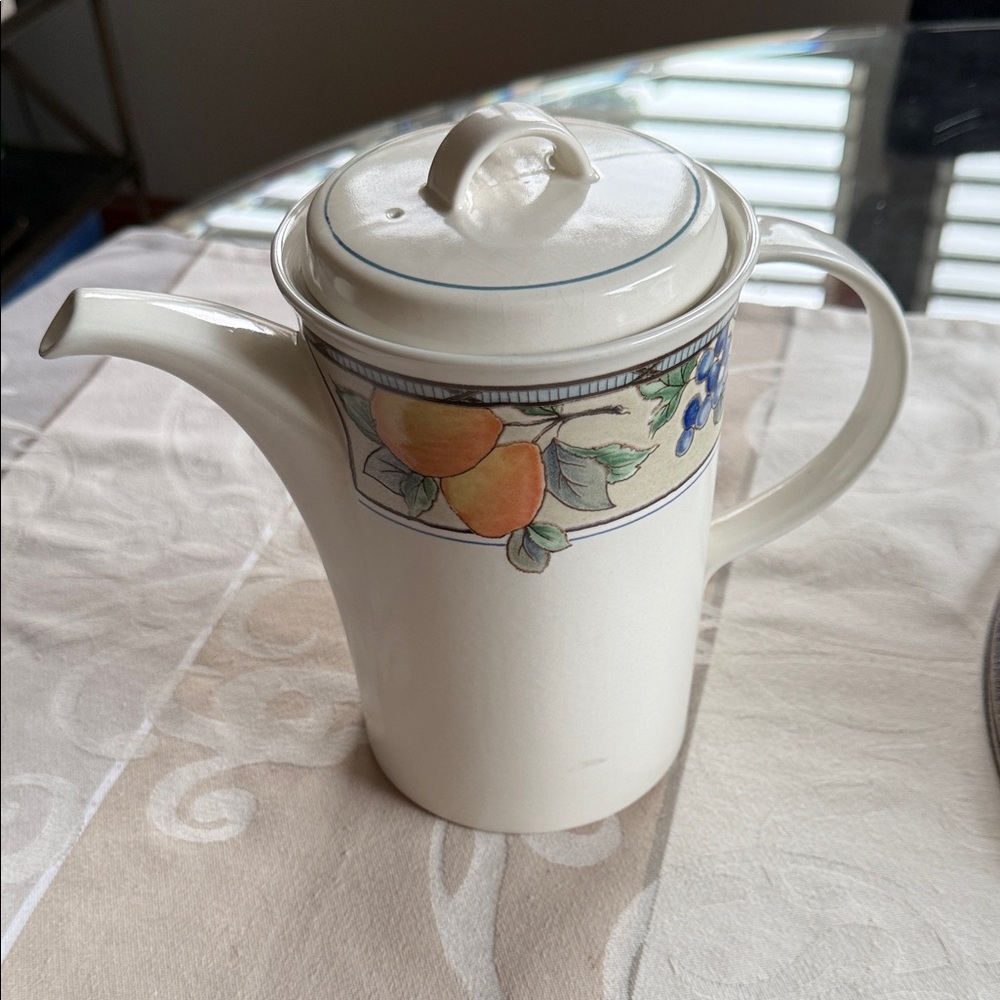 Mikasa Garden Harvest Floral and Fruit Design Ceramic Teapot